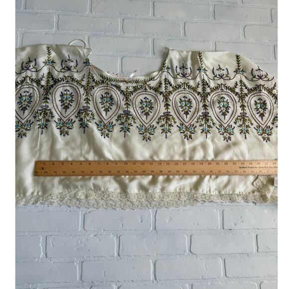 Free People NWT Embroidered Floral Boho Draped Lace Batwing Sleeve Top sz S - Picture 7 of 7